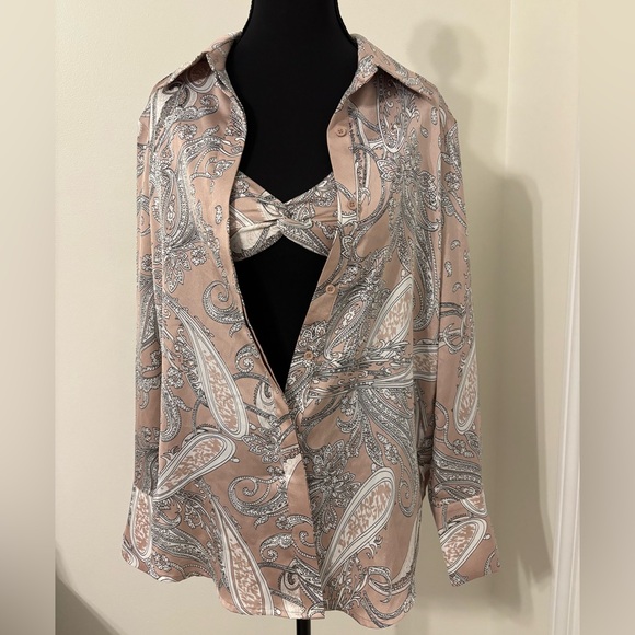 ACOA Paisley Print satin Blouse and Top Set - Picture 1 of 11